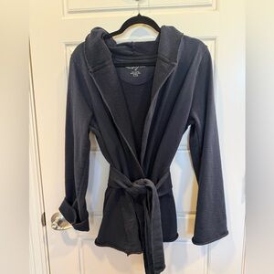 Lucky Brand Women’s French Terry Tie Waist Hoodie, Black, Size XL, 100% cotton